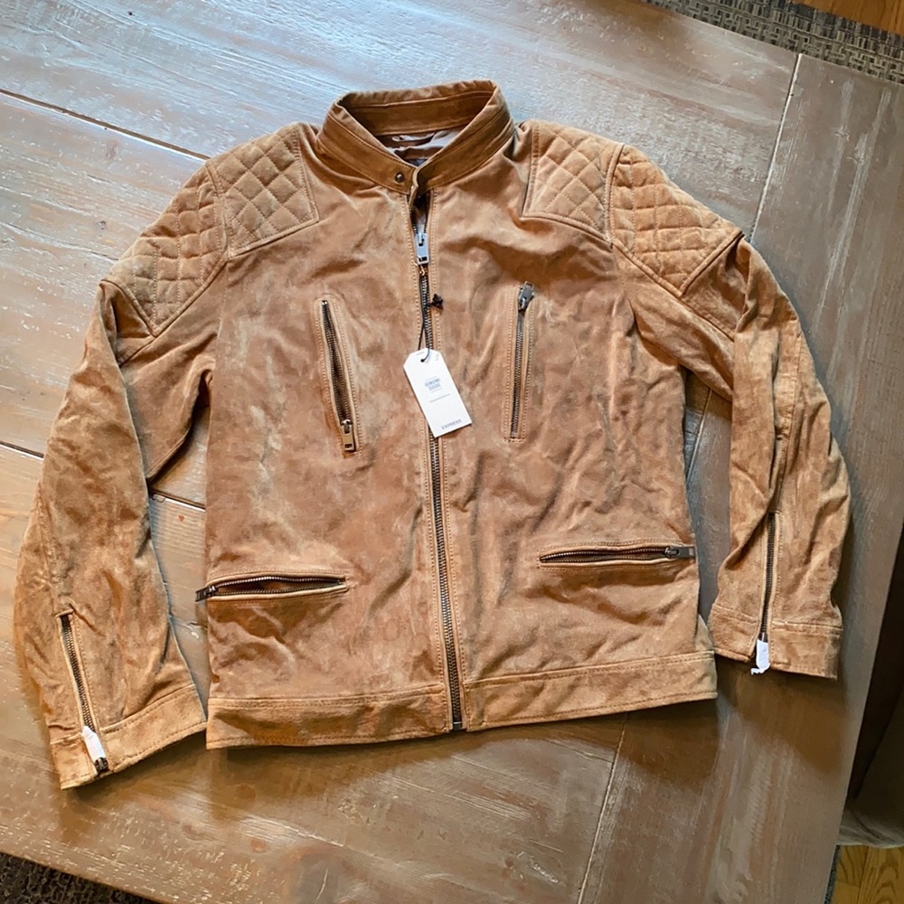 NWT! Express Brown Suede Motorcycle Jacket